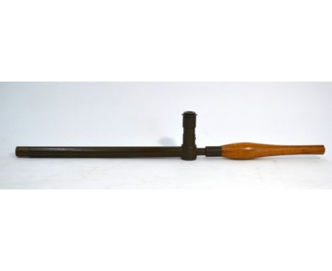 A World War I trench periscope Mk IX by R & J Beck Ltd, with green lacquered brass body and ash handle