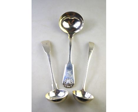 A George III Scottish silver OEP toddy ladle, William Auld (probably), Edinburgh 1804, to/w a fiddle pattern toddy ladle, Pet