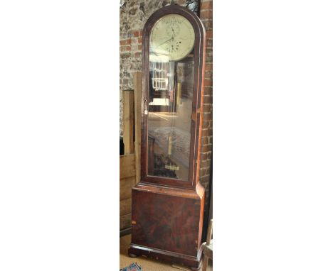 G & J C Burrell, Sheffield, a Victorian dome top flame mahogany regulator longcase, the substantial 8-day single fusee 4-pill