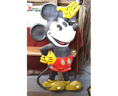 A large vintage papier mache Mickey Mouse, embossed and painted, from the Regal Cinema, East Street, Farnham, 110 cm high