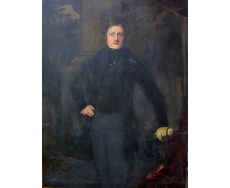 English school - Portrait of Gilbert Stephens Esq, oil on canvas, 91 x 70 cm, unframed   Condition Report  Cracking, tear, su