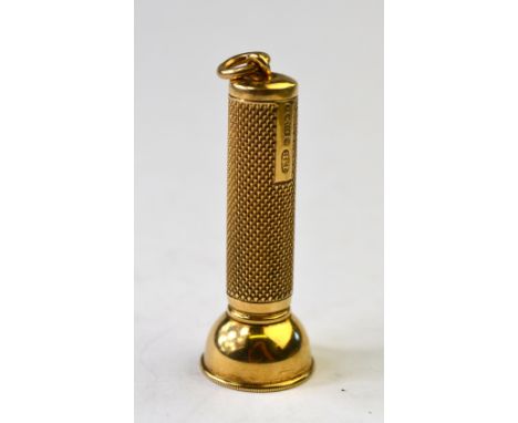 A 9ct yellow gold engine turned cigar piercer, approx 17g   Condition Report  Some areas of worn metal, bruising and/or deter