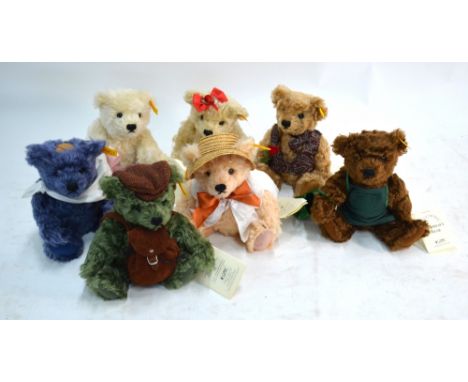Seven Steiff 'Bears of the Week', designed by Danbury Mint, 24 cm high (7)