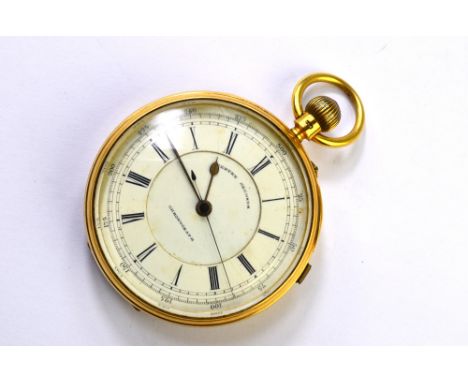 A Victorian 18ct gold 'Center Seconds Chronometer' pocket watch with top-wind movement by W Cox of Bristol, no 0228, the case