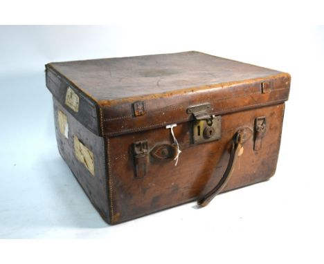 An Army & Navy leather uniform trunk, the fitted interior with compartment and securing straps to/w a 19th century rosewood a