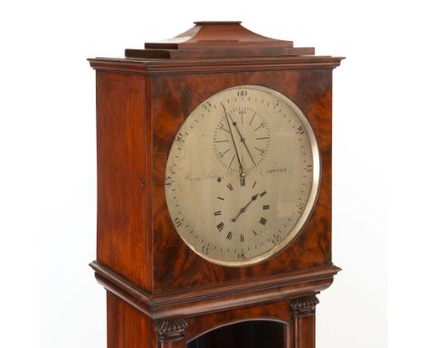 Harvey Denton & Co, a fine 19th century regulator longase clock, with flame mahogany case, dead beat escapement and Harrison 