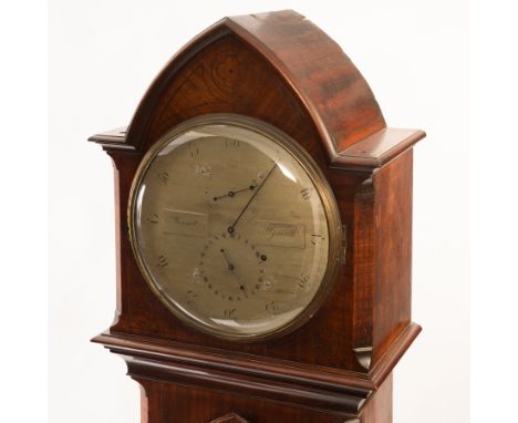 A 19th century regulator longase clock, the dial inscribed 'Bennett, Plymouth', in 'Gothic' mahogany case inlaid with brass s