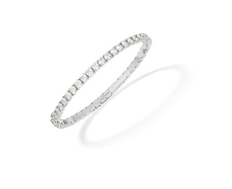 DIAMOND BANGLE, 2019Set throughout with brilliant-cut diamonds, mounted in platinum, diamonds approx. 6.90cts total, London h