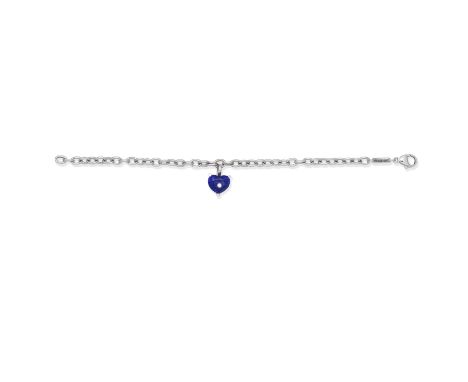 CHOPARD: 'SO HAPPY' CHARM BRACELETThe heart-shaped blue crystal with a central compartment of a 'floating' brilliant-cut diam