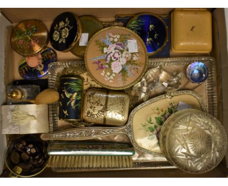 Boxes and Objects - Art Deco compacts; a travelling clock; another, similar; etc
