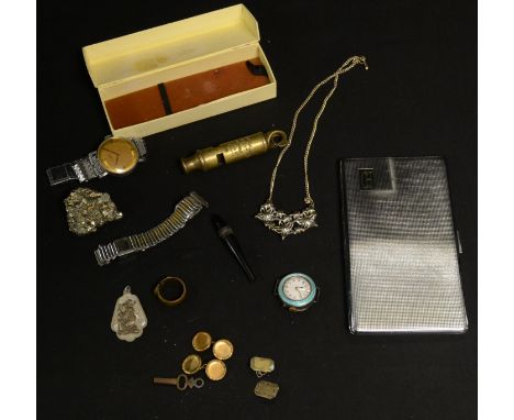 Jewellery and Watches - an enamelled silver cased watch, enamel dial, Arabic numerals, manual movement;  a Flora gents watch,