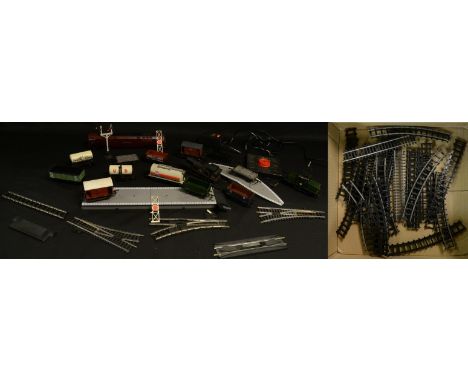 Model Railway - Hornby and Triang including a Western Courier engine, track, carriages; etc 