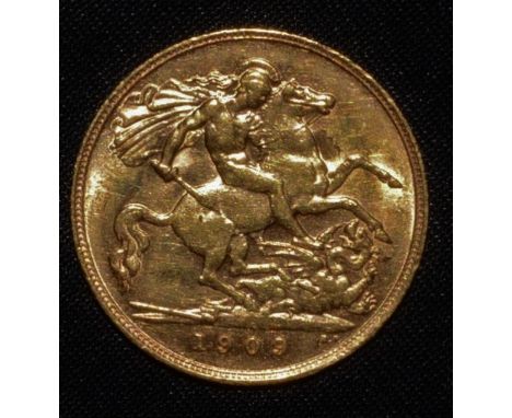 A gold half sovereign, 1909
