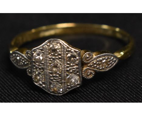 An 18ct gold and diamond Art Deco style ring, total weight approx 2.1g