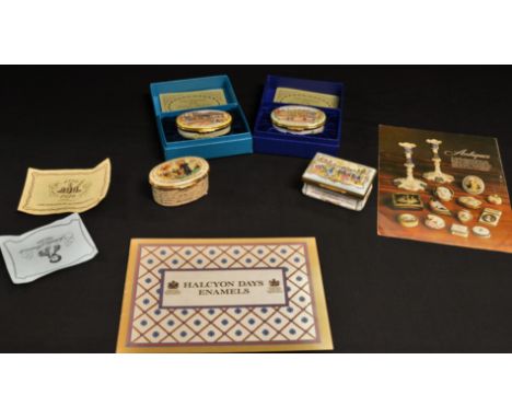 A Halcyon Days reproduction Bilston and Battersea enamel box, the hinged cover printed with Railway Office Liverpool, The Liv