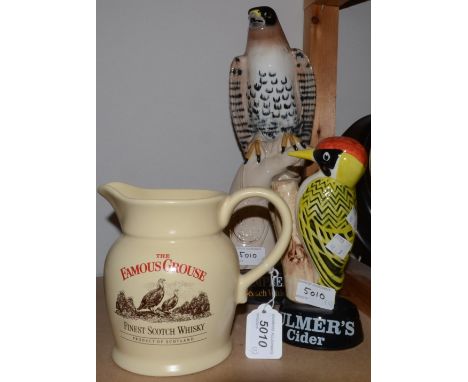 Advertising/Breweriana - a Carlton Ware Bulmer's Cider bar model of a Woodpecker; another, Clan Campbell Scotch Whisky; a Fam