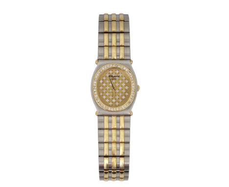 Chopard, Monte-Carlo Damenuhr Stahl, Gold mit Diamanten besetzt, Sternenhimmel Zifferblatt, Quarz, gangbar, mit Ersatzglied, 