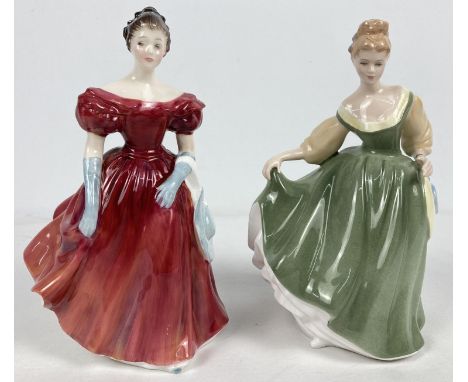 2 boxed Royal Doulton ceramic figurines. Winsome HN2220 Rd No. 14/59 together with Fair Lady HN2193, in green &amp; yellow co