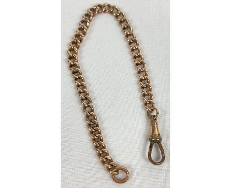 A vintage 9ct gold albert watch chain, approx. 6.5" long. With a lobster claw clasp (not gold). Each chain link stamped 9 and