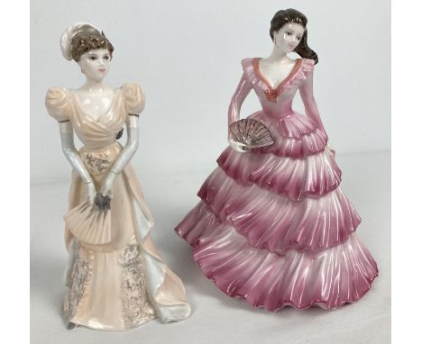 2 boxed 1990's Coalport ceramic figurines. Gabrielle from the Ladies of Fashion Collection and Velvet from the Chantilly Lace