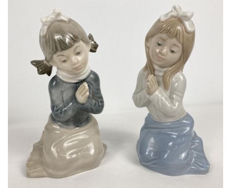 2 x 1985 Nao Spanish ceramic figurines of girls praying. Tallest approx. 16cm tall. 