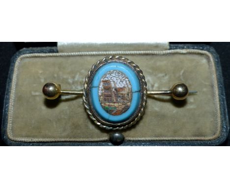 A 19th century micro mosaic set scarf pin, boxed