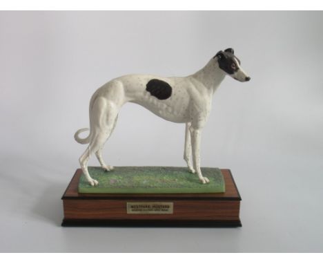 An Albany Fine China Company of Worcester, boxed porcelain model of a greyhound 'Westpark Mustard'. no. 110/250, with associa