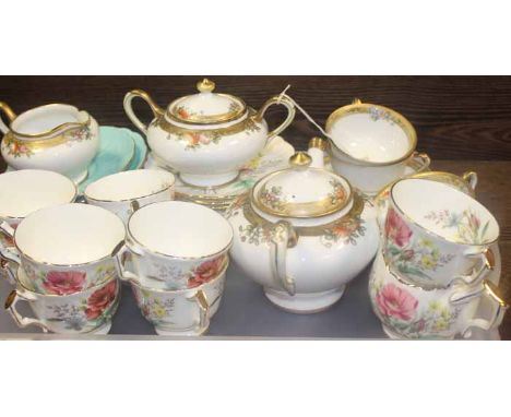 AYNSLEY FLORAL TEA SET
thirty pieces; together Noritake part tea set with four cups, saucers, teapot, sugar and cream