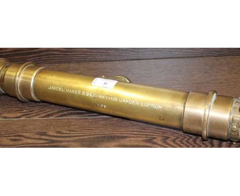 BRASS MILITARY TELESCOPE
maker J Hicks of London, 8-10 Hatton Gardens, with engraved military arrow, stamped No.86 then engra