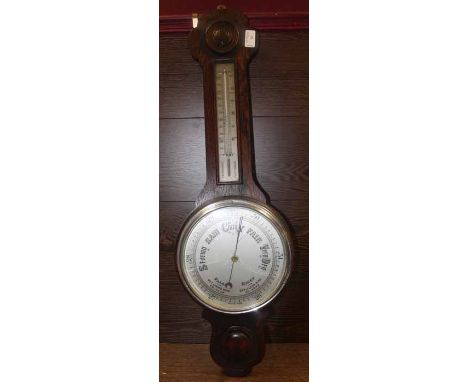 20TH CENTURY OAK BAROMETER
with mecury thermometer, 78cm high