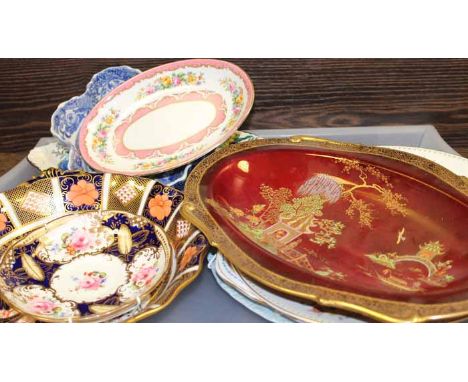 MIXED CERAMICS 
including royal crown derby, Carlton ware rouge royale, wedgwood etc ( 2 trays )