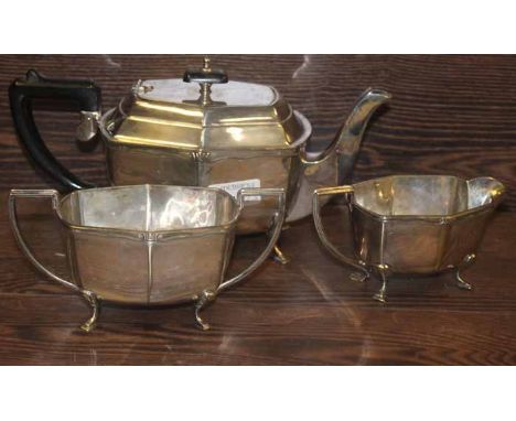 SILVER PLATED THREE PIECE TEA SERVICE