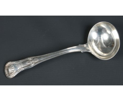 A George IV silver double struck kings pattern sauce ladle. Assayed London 1824. 101 grams, 18cm. Condition Report. To be use