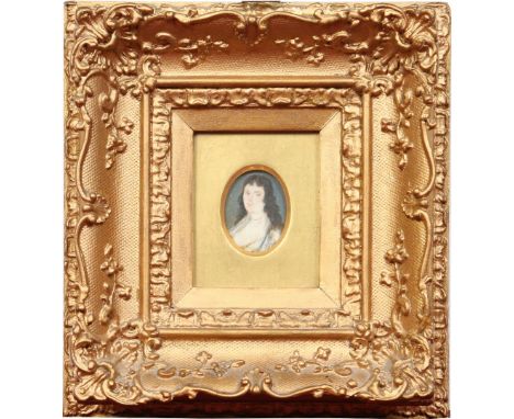 Two nineteenth century portrait miniatures of noblewomen in wide moulded gilt frames.  Condition Report. To be used as a guid