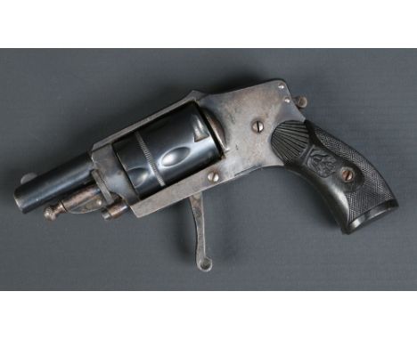 An A. T. S. & Co five shot hammerless double action velo dog revolver. With concealed trigger and moulded scales, Barrel 4.25