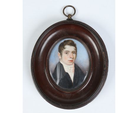 An early nineteenth century oval portrait miniature of a young gentleman. Condition Report. To be used as a guide only. Good 