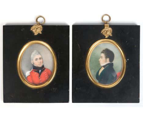 Two George III ivory portrait miniatures, one of Colonel Thomas Craig (red coat) and the other of Captain David Craig, both i