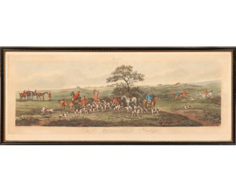 After Dean Wolstenholme set of four framed aquatint engravings by Sutherland depicting hunting scenes 29cm x 72.5cm. Conditio