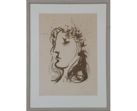 SALVADOR DALI (1904 Figueres/Katalonien - 1989 ebenda) - Farblithografie, ¨Beatrice¨ (1964), unten rechts in blauem Farbstift