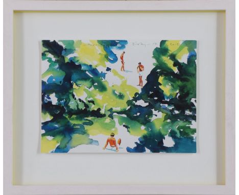 NORBERT BISKY (1970 Leipzig) - Ditone-Print auf Vellum, ¨Paraisópolis¨ (2012), unten rechts (im Motiv) in Bleistift signiert 