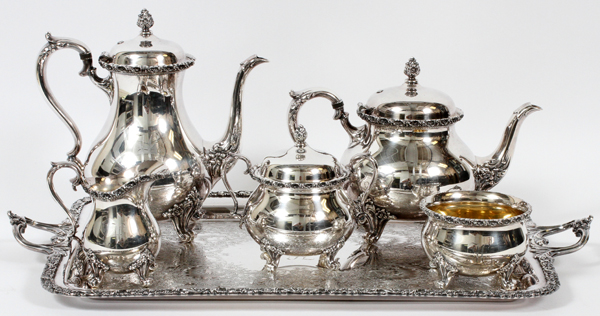 WILCOX, INTERNATIONAL SILVER PLATE TEA SET 6 PIECES, 