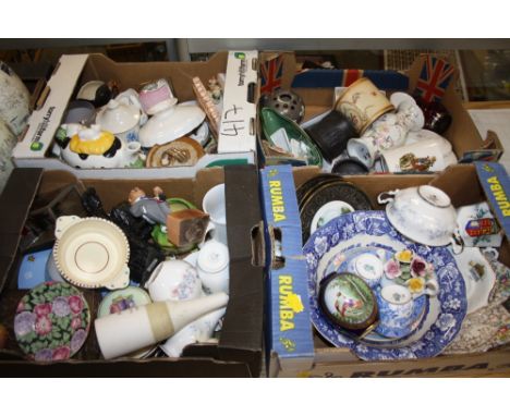 FOUR SMALL TRAYS OF ASSORTED CERAMICS TO INCLUDE WEDGWOOD, ROYAL WORCESTER AND ROYAL ALBERT