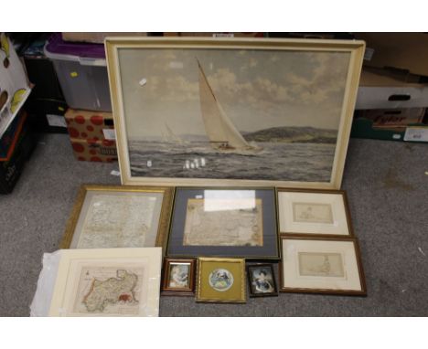 A COLLECTION OF PRINTS AND VINTAGE MAPS ETC. 