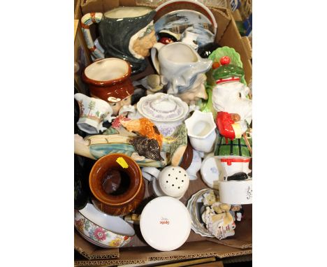 A TRAY OF ASSORTED CHINA AND CERAMICS TO INCLUDE AYNSLEY, ROYAL DOULTON AND ROYAL WORCESTER
