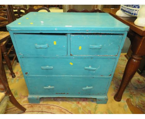 A VINTAGE PAINTED FOUR DRAWER CHEST H-77 W-78 CM 