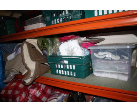 A LARGE COLLECTION OF MOSTLY PACKAGED TEXTILES AND CLOTHING (PLASTIC TRAYS NOT INCLUDED)