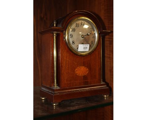 AN ANTIQUE INLAID MAHOGANY MANTEL CLOCK, BY NEWBRIDGE WORK OF BATH