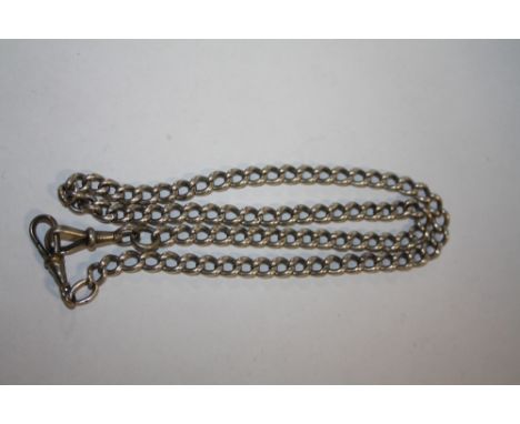 A HALLMARKED SILVER POCKET WATCH CHAIN, 47.4 G