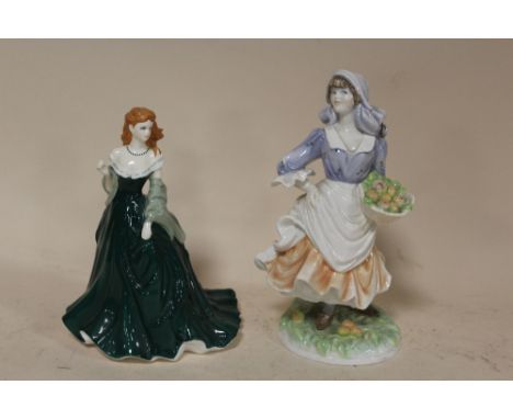 TWO ROYAL WORCESTER LADY FIGURES 'ROSIE PICKING APPLES' AND 'JOY'