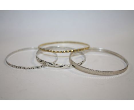 FOUR SILVER LADIES BANGLES - APPROX 27G